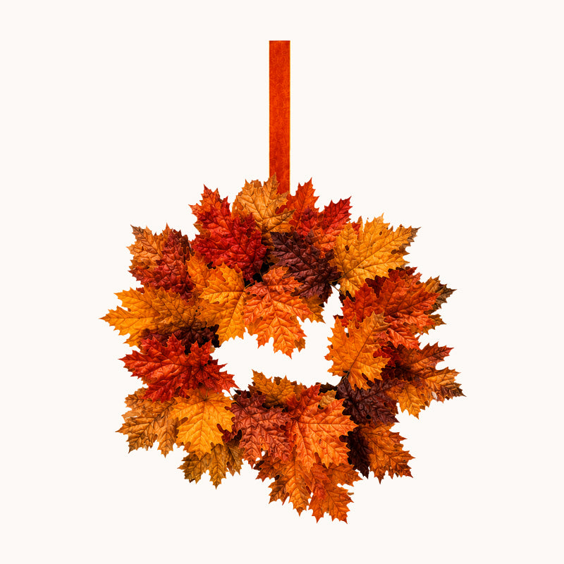Autumn Maple Leaf Kitchen Cabinet Wreaths with Ribbon
