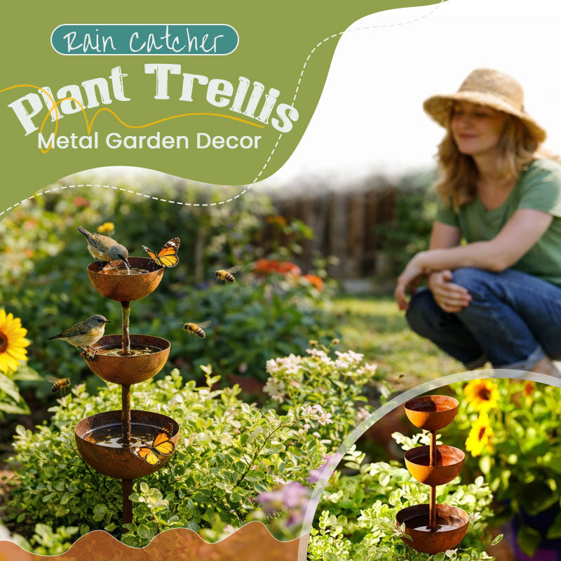 🌧️ Regensammler – Pflanzenstütze🐦 Gartenornament aus Metall