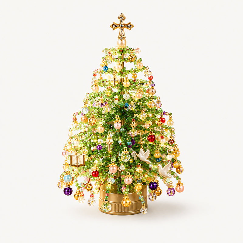 🎄DIY Beaded Tabletop Christmas Tree Craft Kit with LED Lights