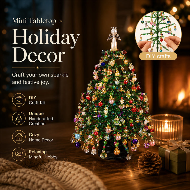 🎄DIY Beaded Tabletop Christmas Tree Craft Kit with LED Lights