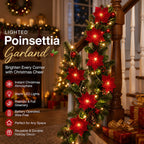 Christmas Poinsettia LED Flower String Lights