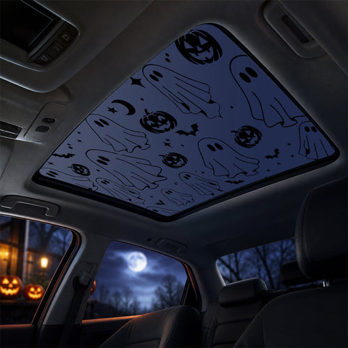 Spooky Fun: Ghost & Pumpkin Sunroof Car Decal