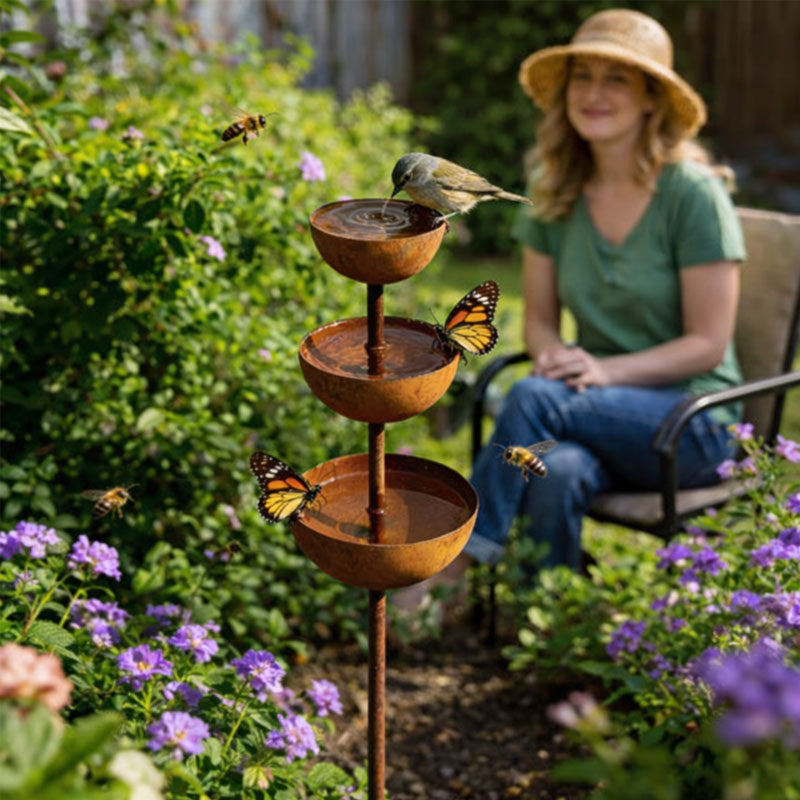 🌧️ Regensammler – Pflanzenstütze🐦 Gartenornament aus Metall