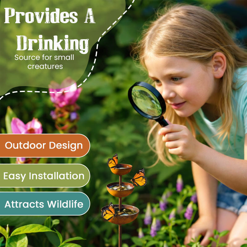 🌧️ Regensammler – Pflanzenstütze🐦 Gartenornament aus Metall