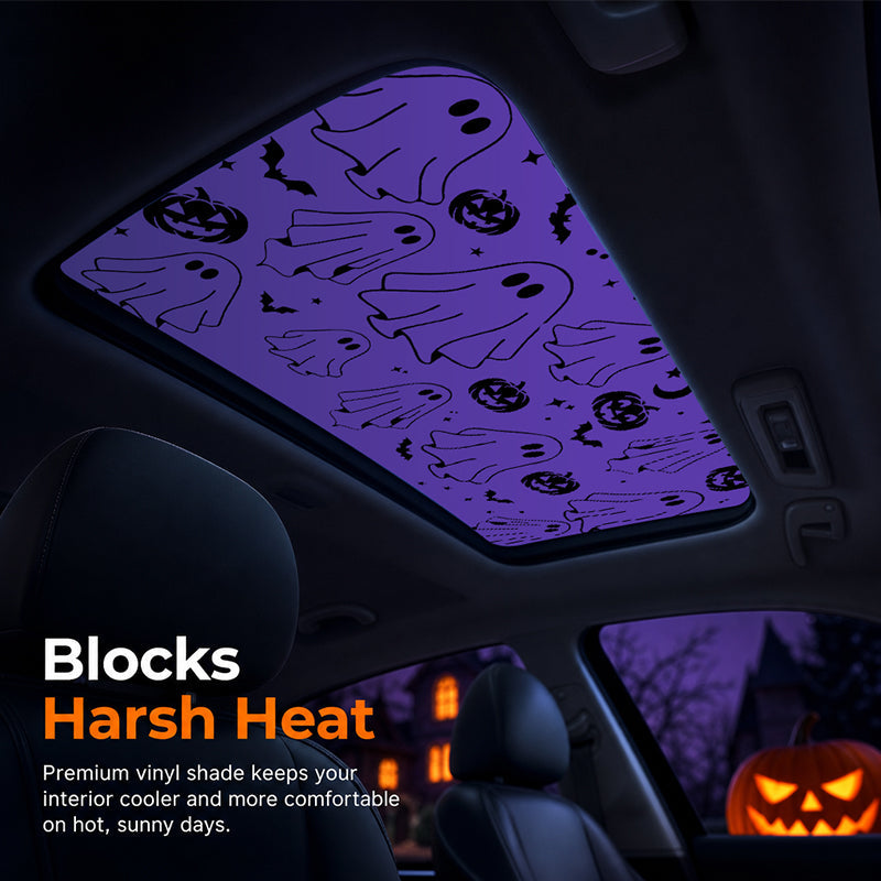 Spooky Fun: Ghost & Pumpkin Sunroof Car Decal