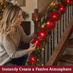 Christmas Poinsettia LED Flower String Lights