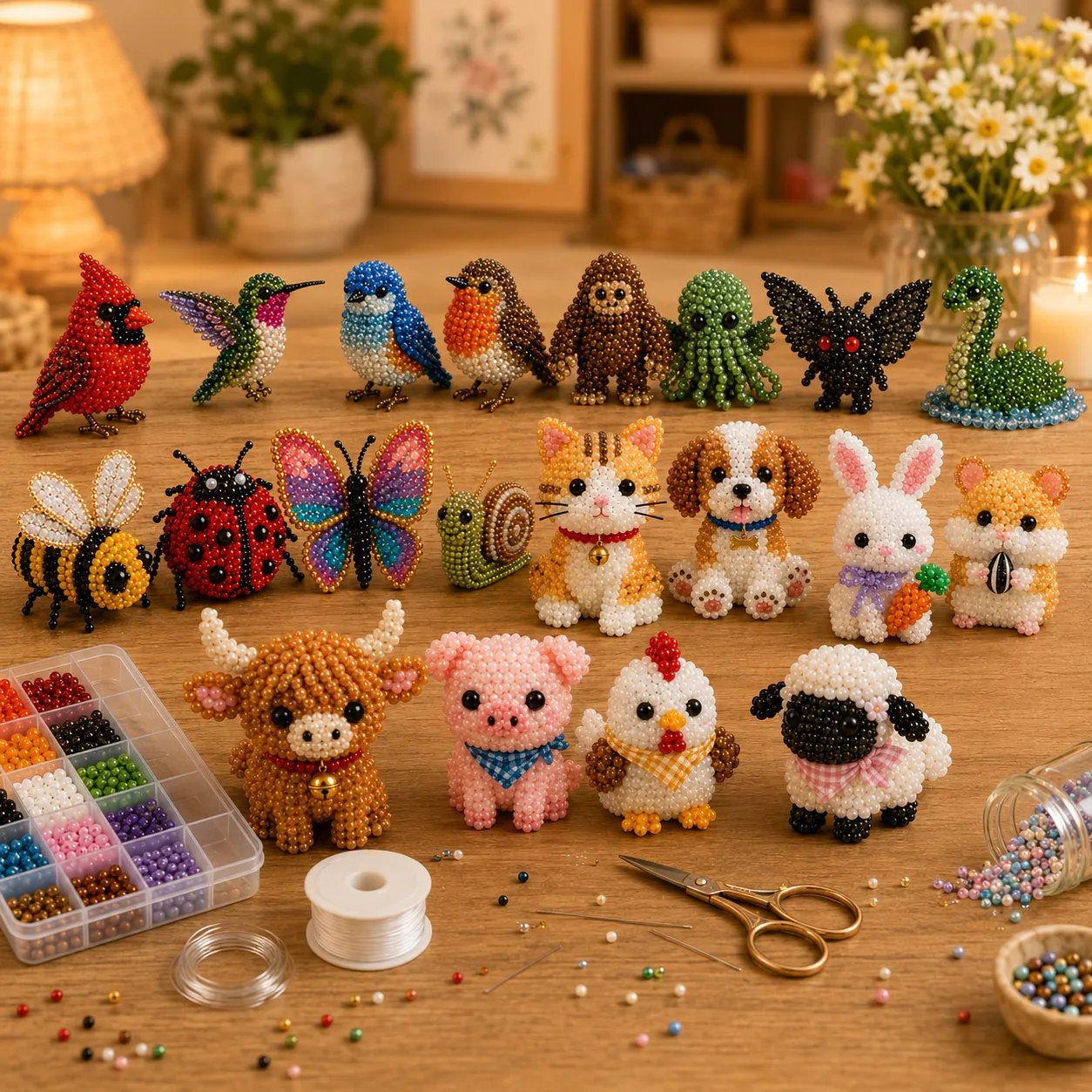 🧵✨ Bastelset für kleine 3D-Perlentiere
