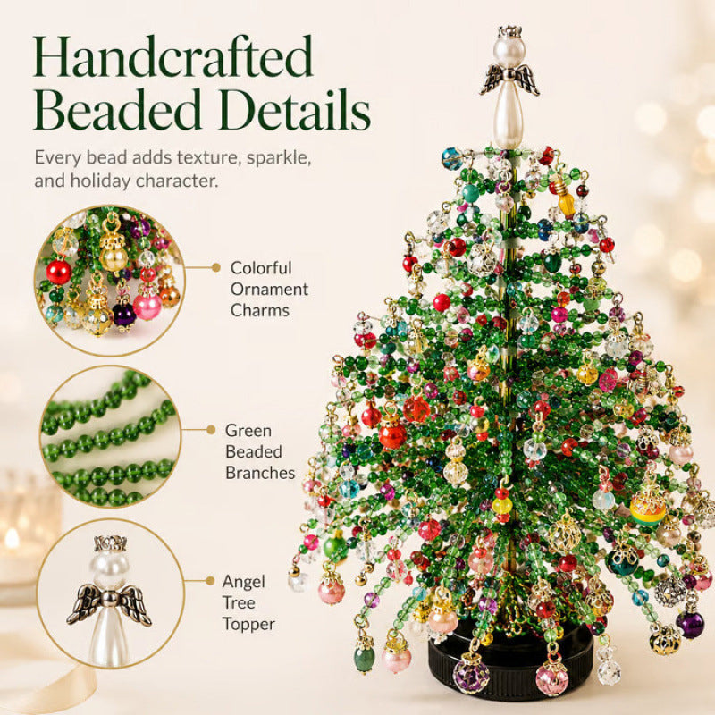 🎄DIY Beaded Tabletop Christmas Tree Craft Kit with LED Lights