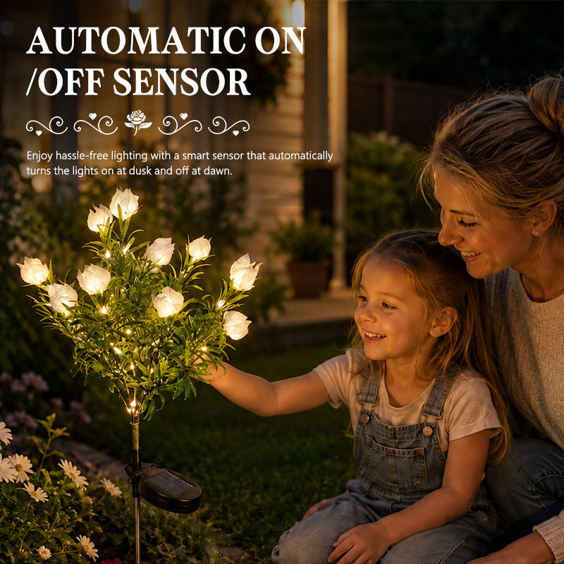 Solar Gardenia Flower Lights 🌸 LED Simulation Flower Lamps for Courtyard & Garden Decoration, Outdoor Waterproof Ambient Lighting