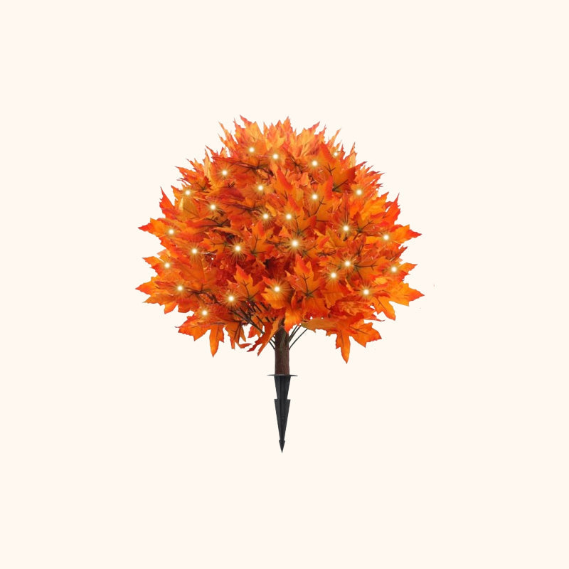 Lighted Artificial Autumn Maple Leaf Topiary Balls