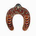 Handcrafted Leather Horseshoe Wild Rag Holder | Western Scarf & Bandana Organizer