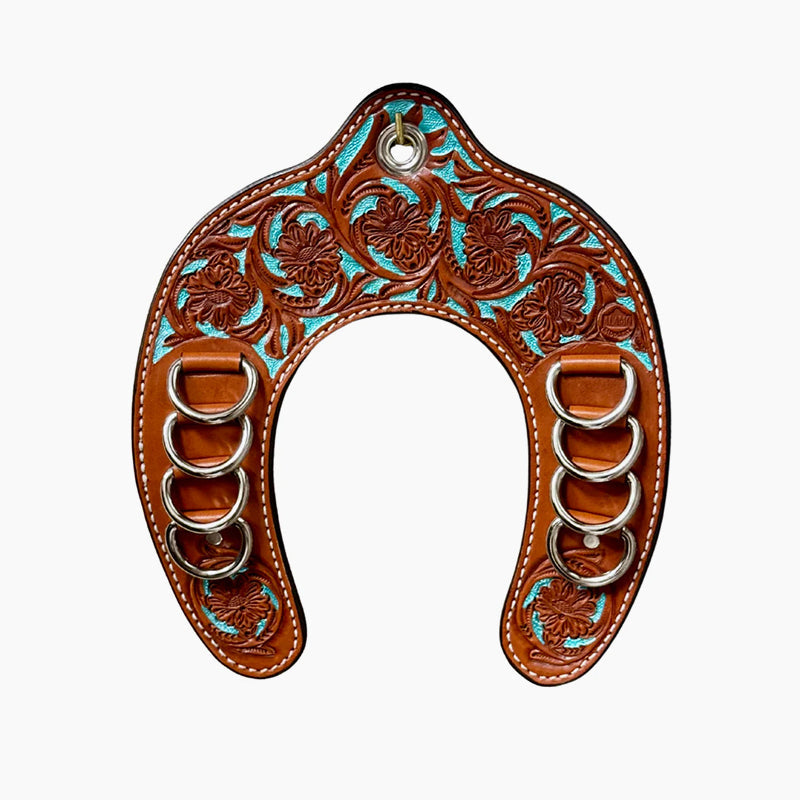 Handcrafted Leather Horseshoe Wild Rag Holder | Western Scarf & Bandana Organizer