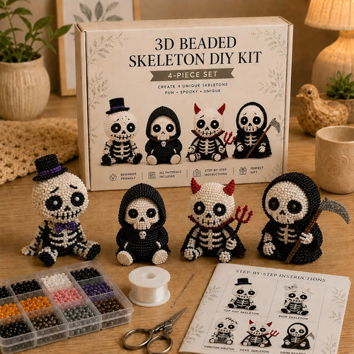 🔥Letzter Tag – 50 % Rabatt 💀 3D-Skelett-Bastelset mit Perlen
