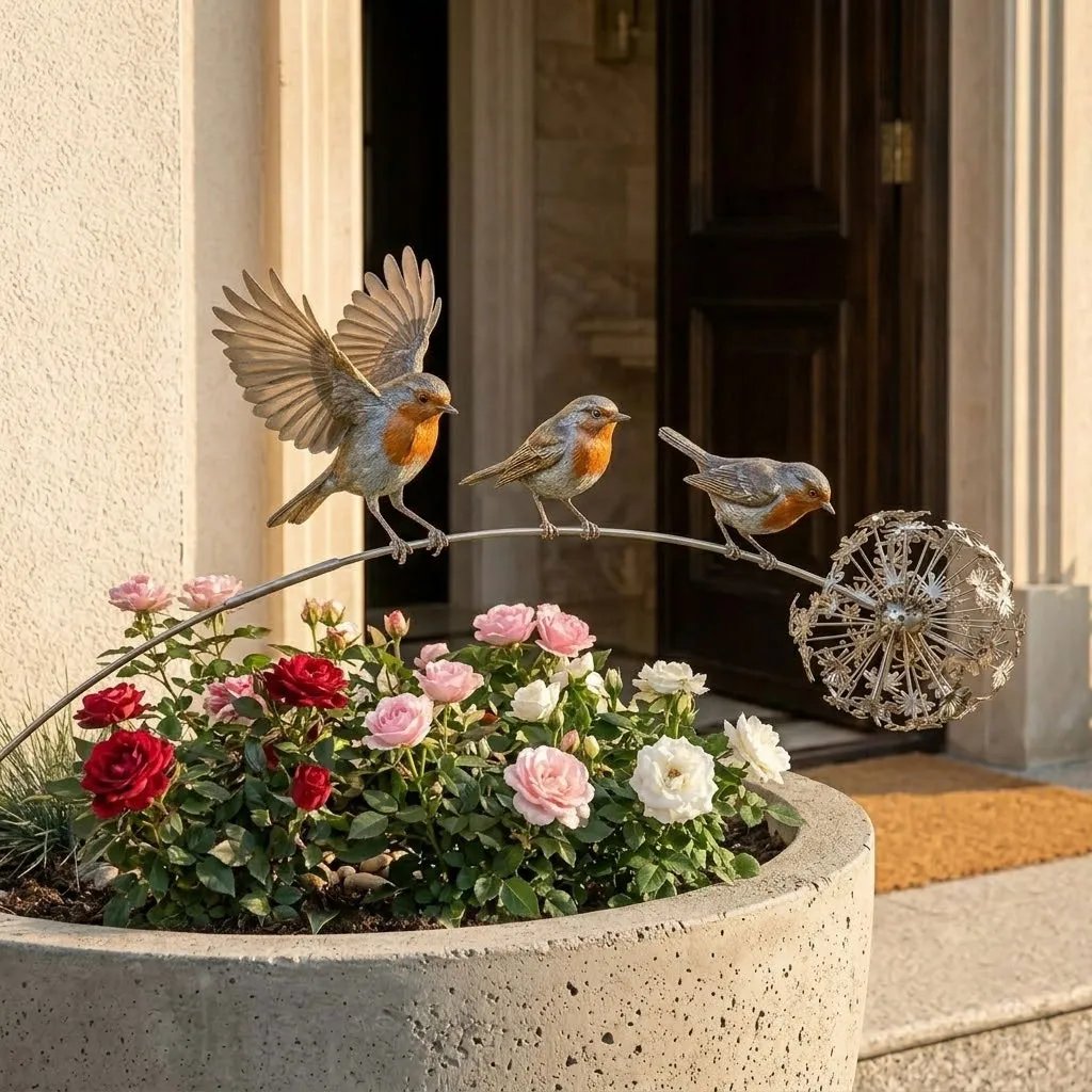Rotkehlchen-Gedenkgartenstecker – „Unsere Liebsten sind immer bei uns“