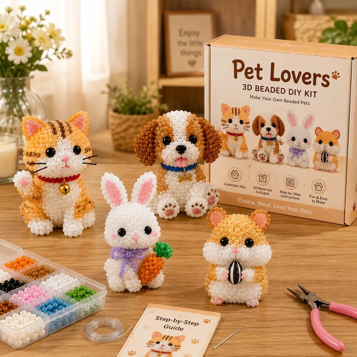 🧵✨ Bastelset für kleine 3D-Perlentiere