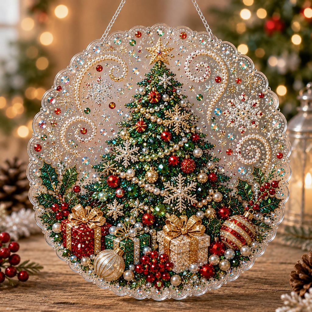 🎄 Premium Christmas Pearl Diamond Art Ornament Kit | DIY Holiday Hanging Decor