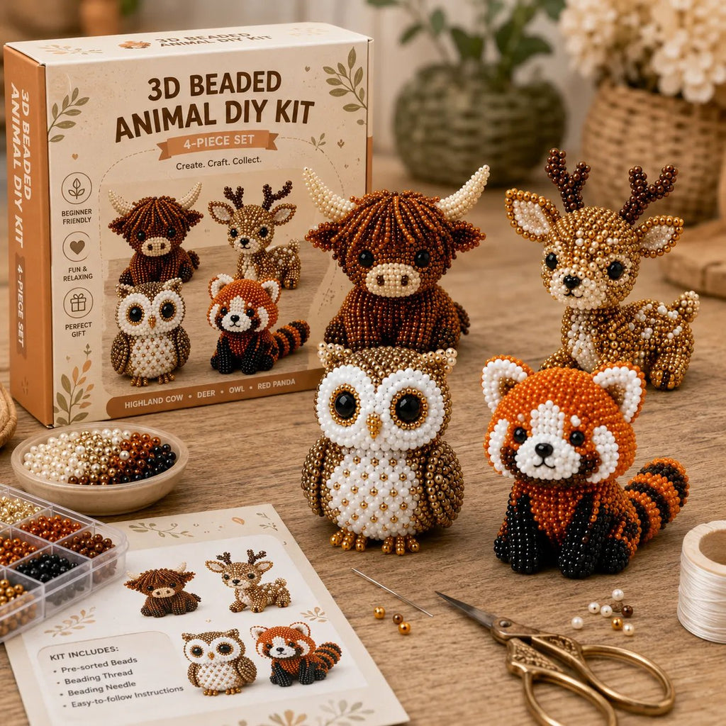 🧵✨ Bastelset für kleine 3D-Perlentiere